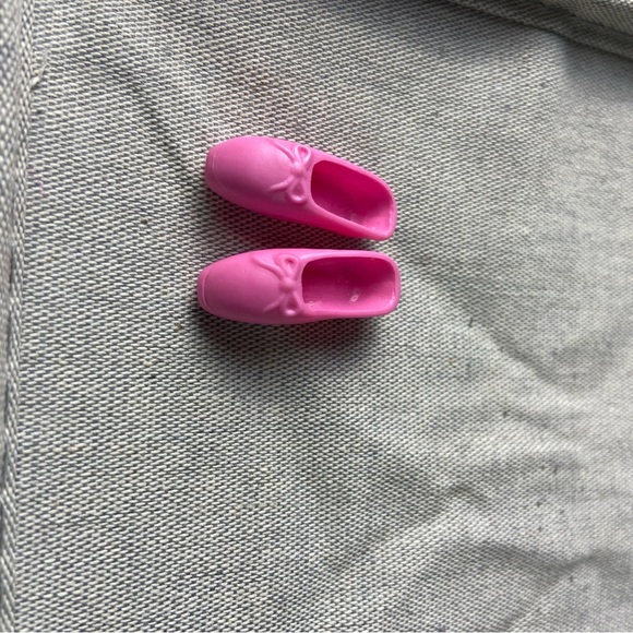 Barbie Doll Ballet Shoes Ballerina Slippers Bows Dark Pink - Picture 1 of 5